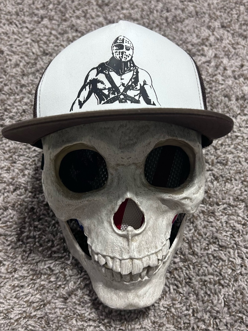 MAD MAX Lord Humungus Cult Classic Movie Brown White Snapback TRUCKER HAT Cap